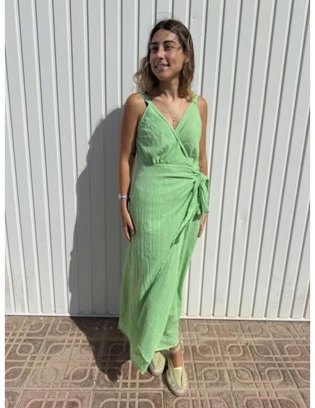 Vestido Cruzado Lazo Verde