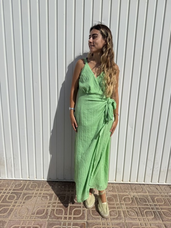 Vestido Cruzado Lazo Verde 2