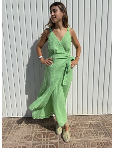 Vestido Cruzado Lazo Verde