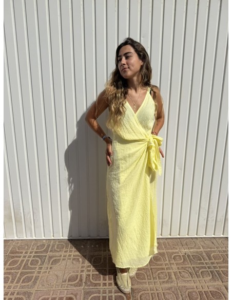 Vestido Cruzado Lazo Amarillo