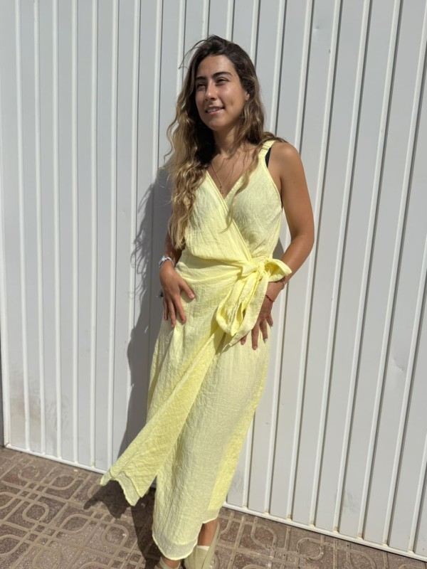 Vestido Cruzado Lazo Amarillo 2