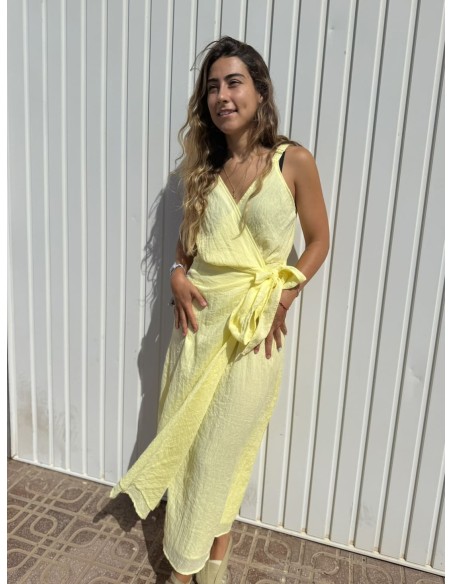 Vestido Cruzado Lazo Amarillo