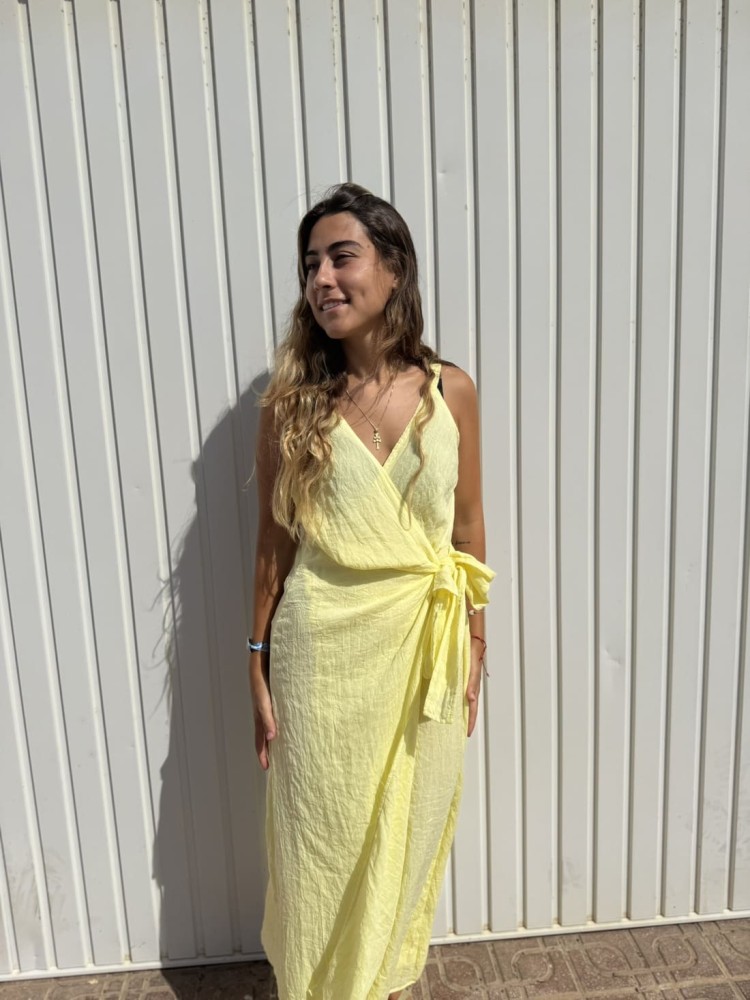 Vestido Cruzado Lazo Amarillo