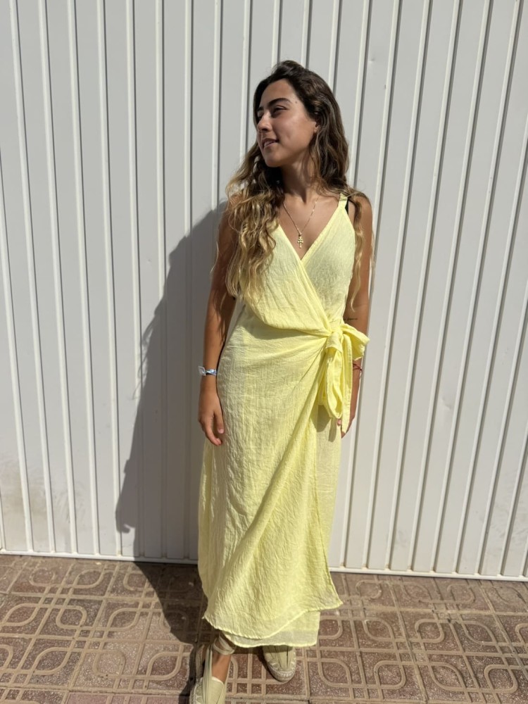 Vestido Cruzado Lazo Amarillo