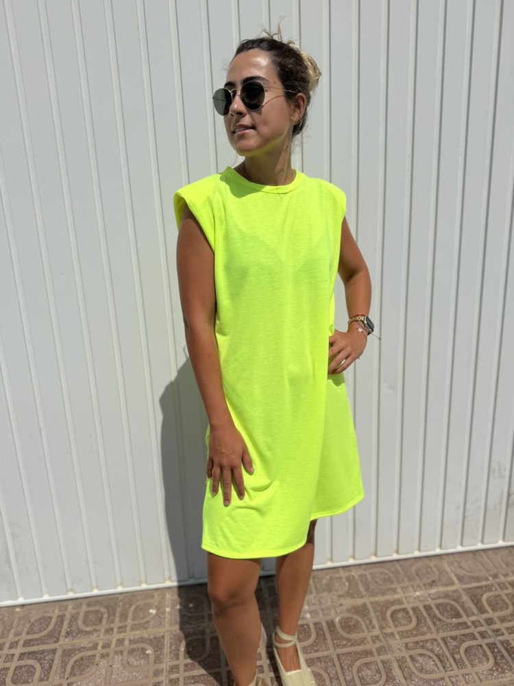 Vestido Hombreras Flúor