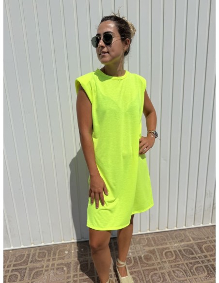 Vestido Hombreras Flúor