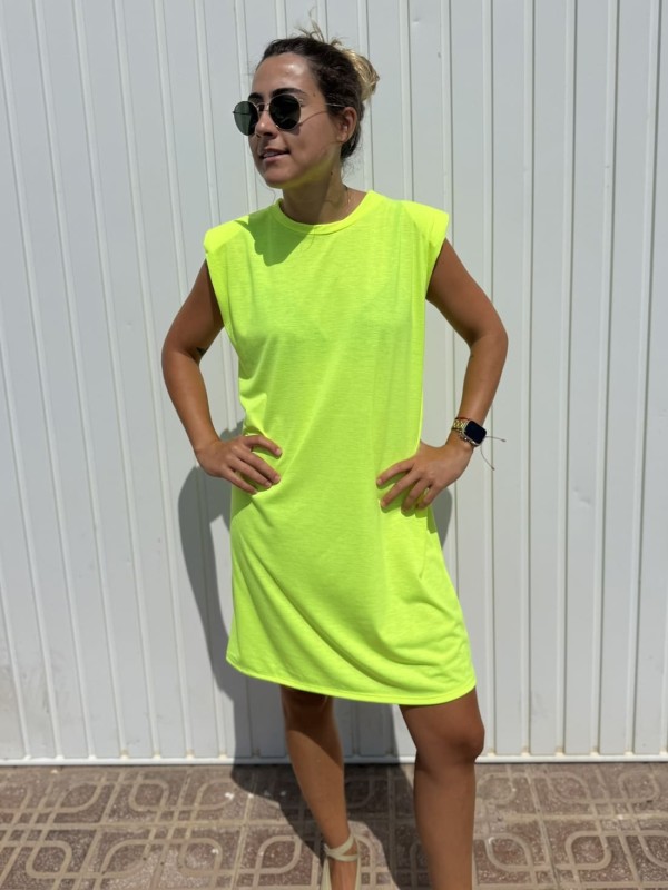 Vestido Hombreras Flúor 2