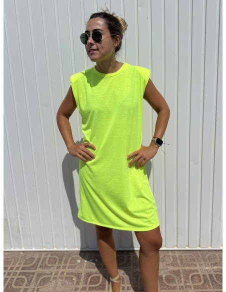 Vestido Hombreras Flúor