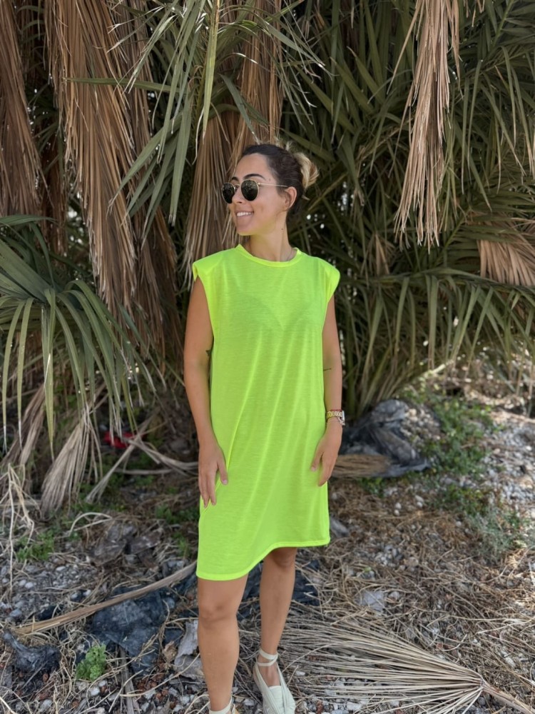 Vestido Hombreras Flúor