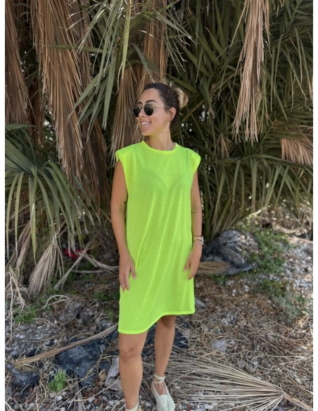 Vestido Hombreras Flúor