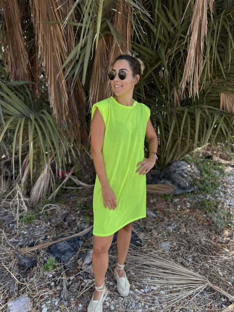 Vestido Hombreras Flúor