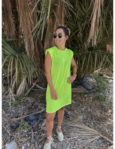 Vestido Hombreras Flúor