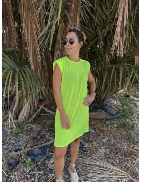 Vestido Hombreras Flúor