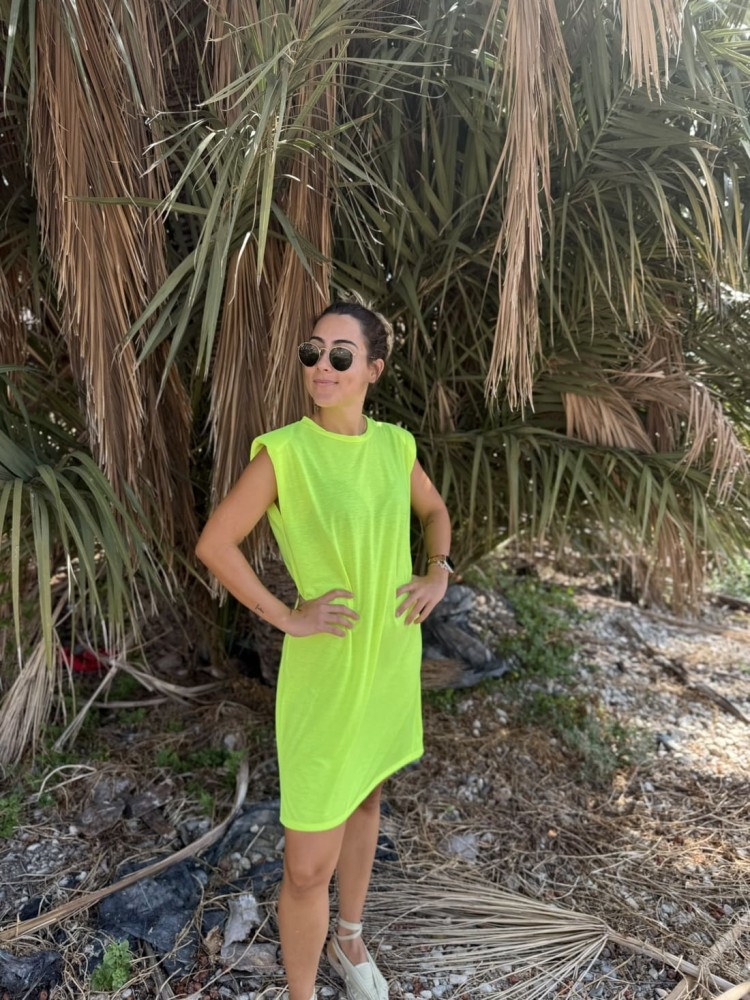 Vestido Hombreras Flúor