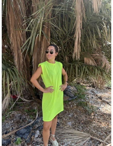Vestido Hombreras Flúor