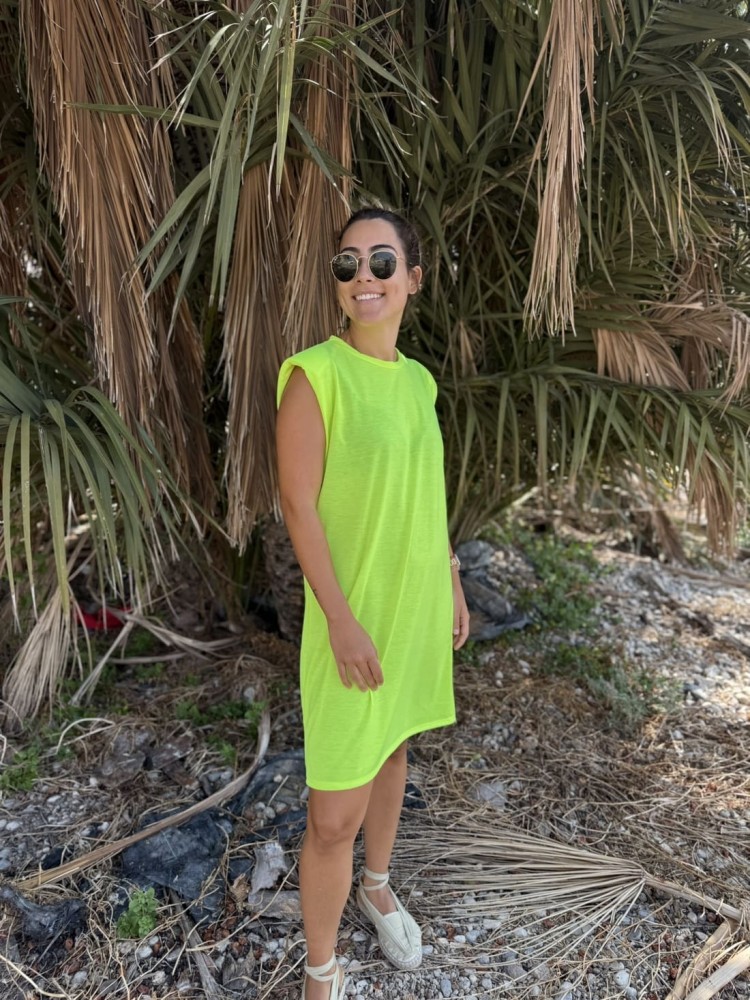 Vestido Hombreras Flúor