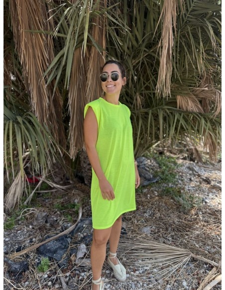 Vestido Hombreras Flúor