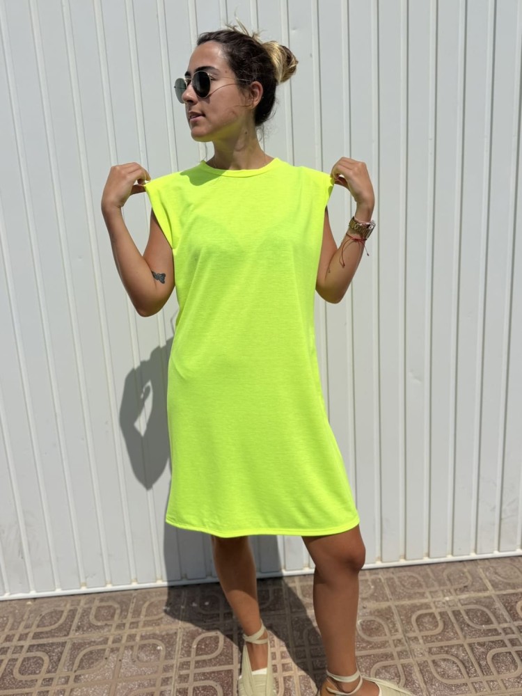 Vestido Hombreras Flúor