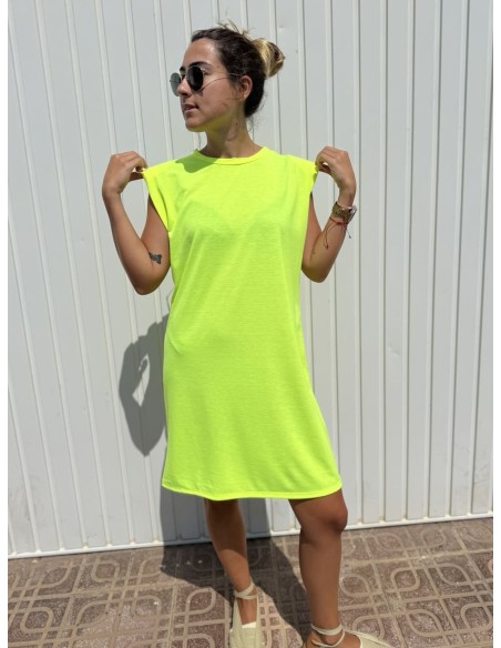 Vestido Hombreras Flúor