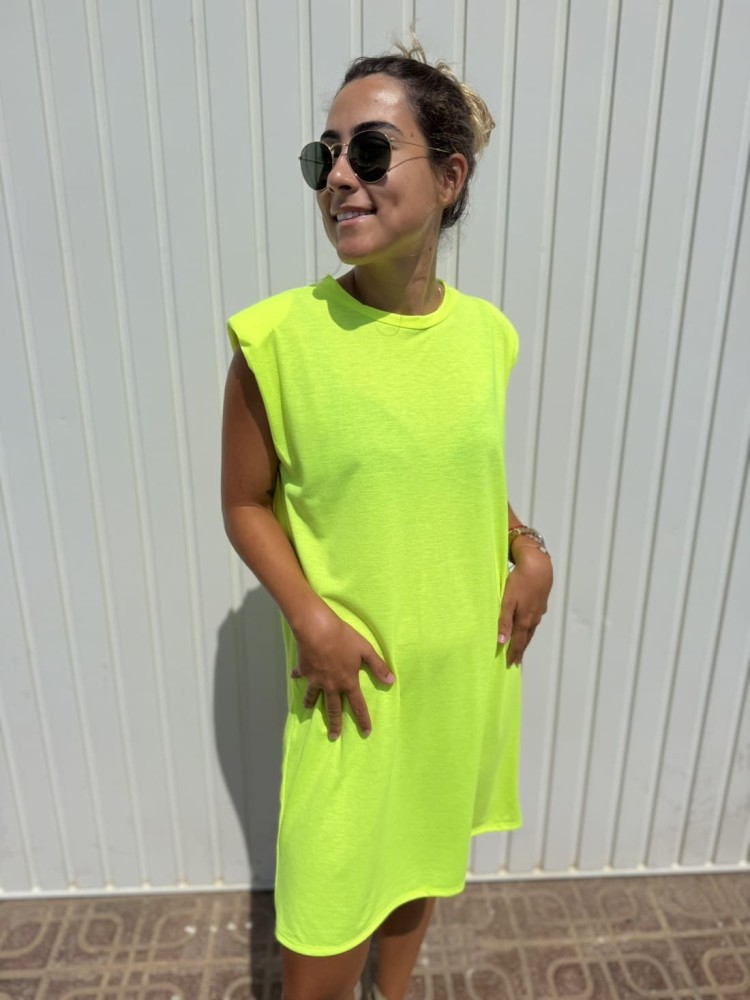 Vestido Hombreras Flúor