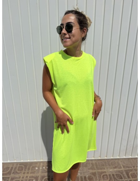 Vestido Hombreras Flúor