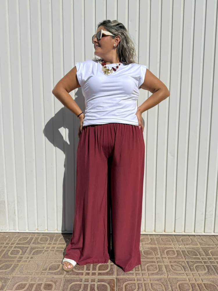 Pantalón Palazzo Nuevo Granate