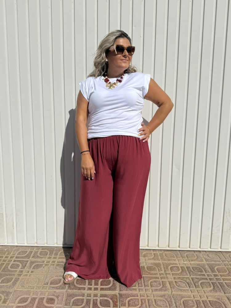 Pantalón Palazzo Nuevo Granate