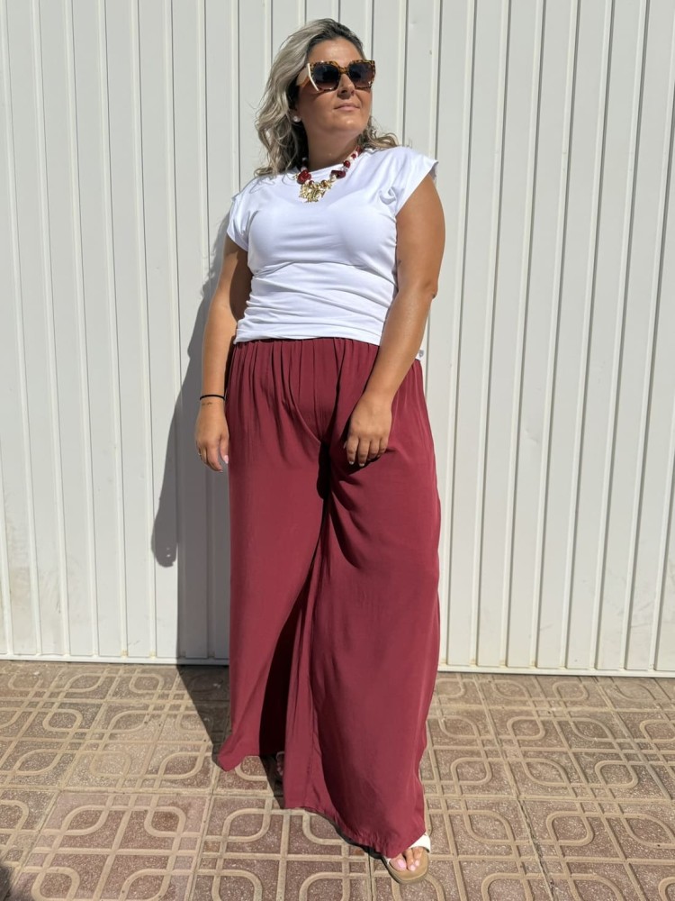 Pantalón Palazzo Nuevo Granate