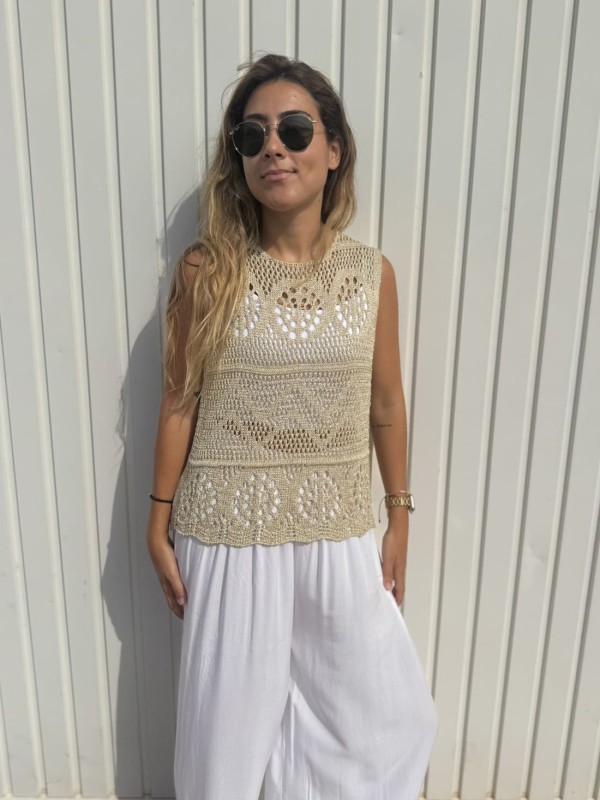 Top Crochet Dorado 2