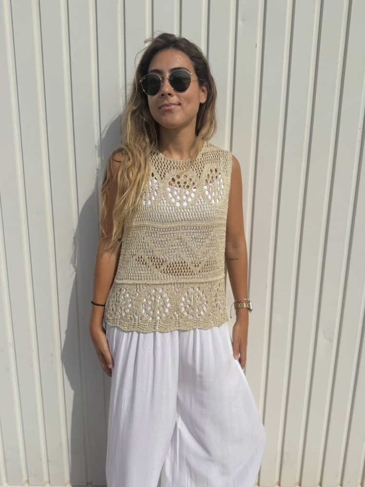 Top Crochet Dorado