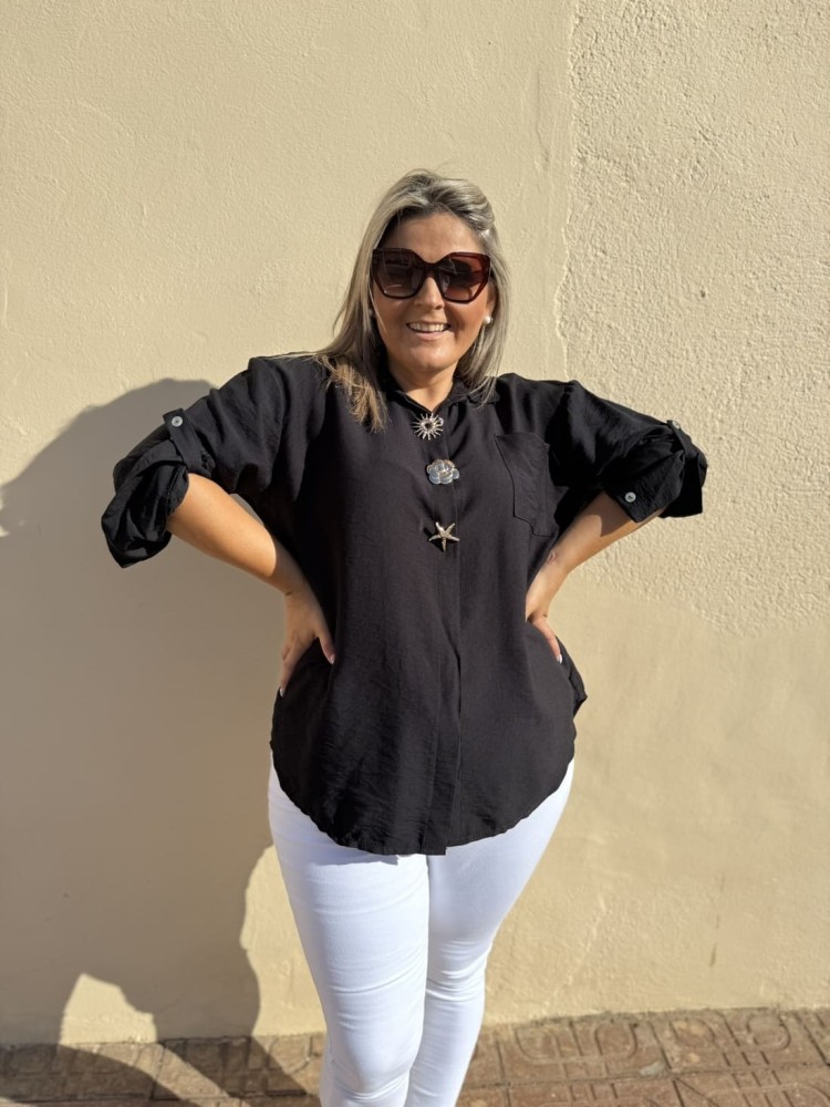 Camisa Broches Negra