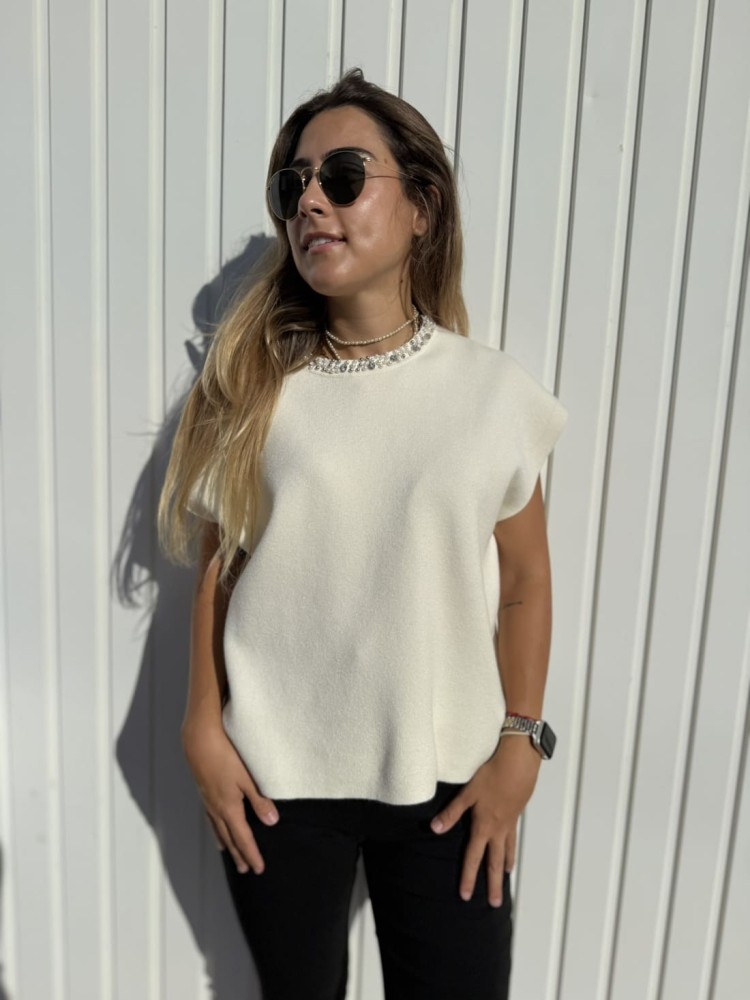 Chaleco Punto Pedrería