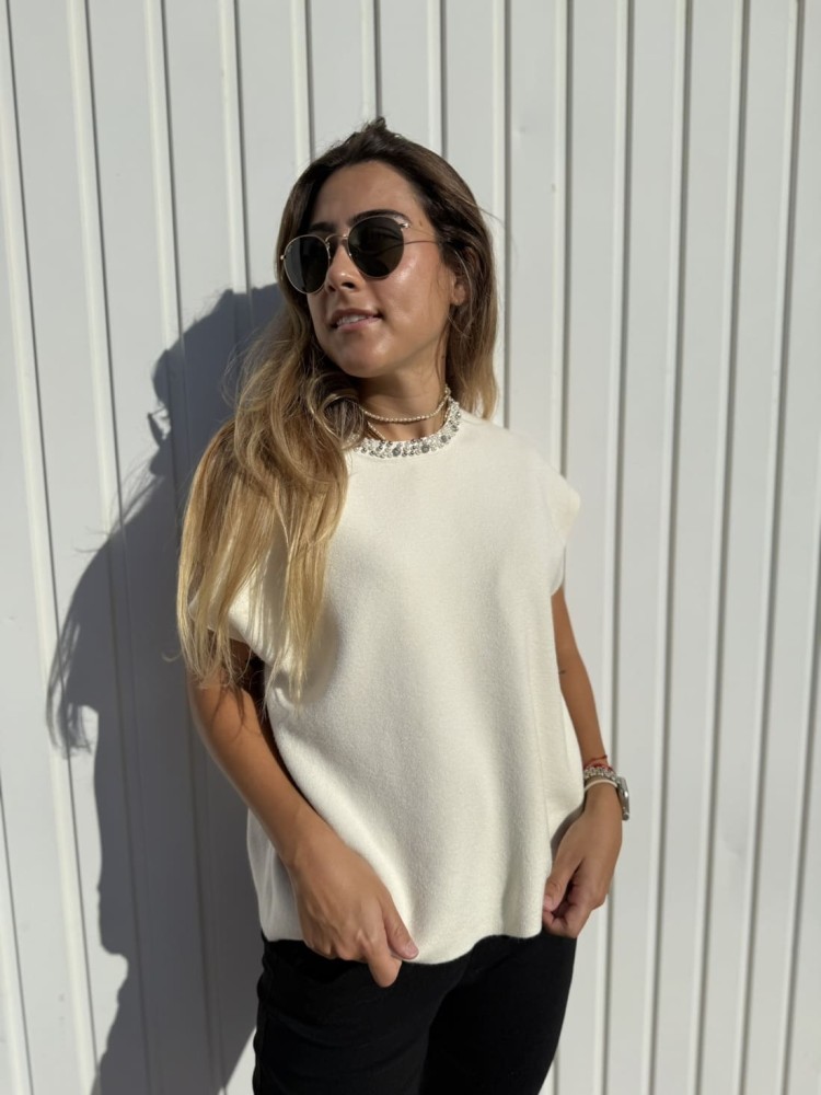 Chaleco Punto Pedrería