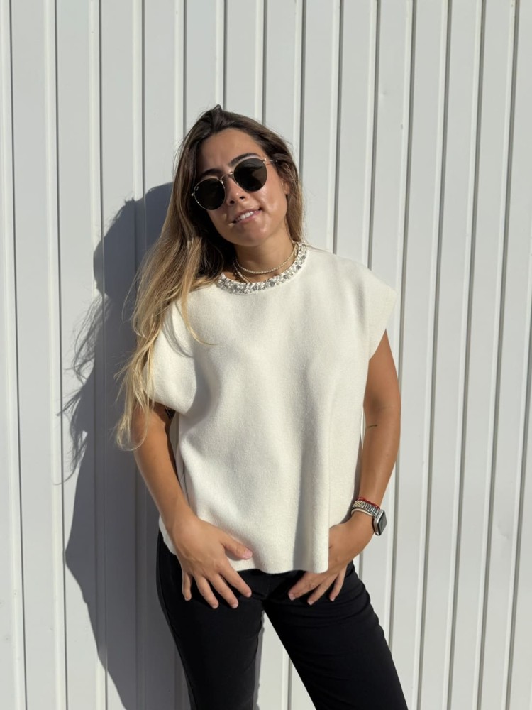 Chaleco Punto Pedrería