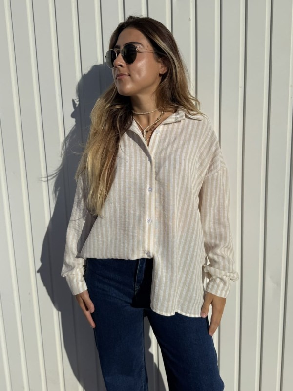Camisa Rayas Beige 2