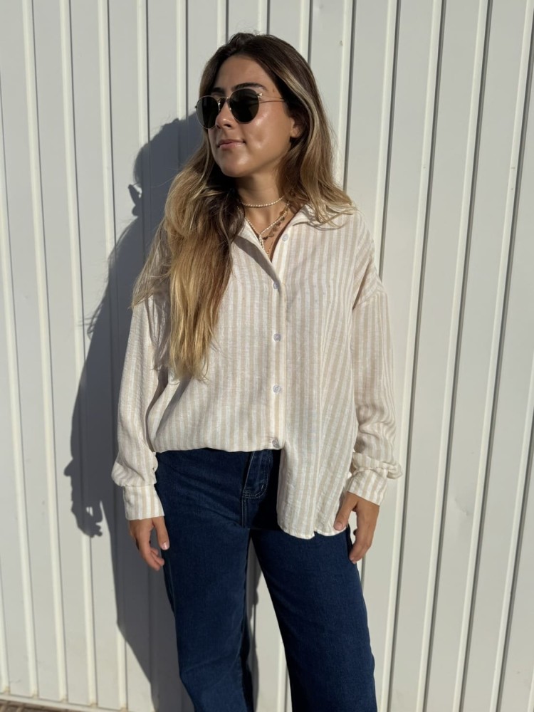 Camisa Rayas Beige