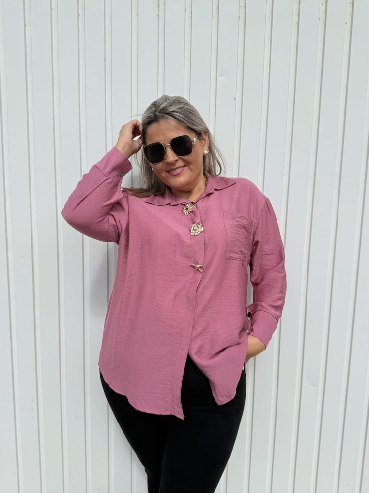 Camisa Broches Rosa