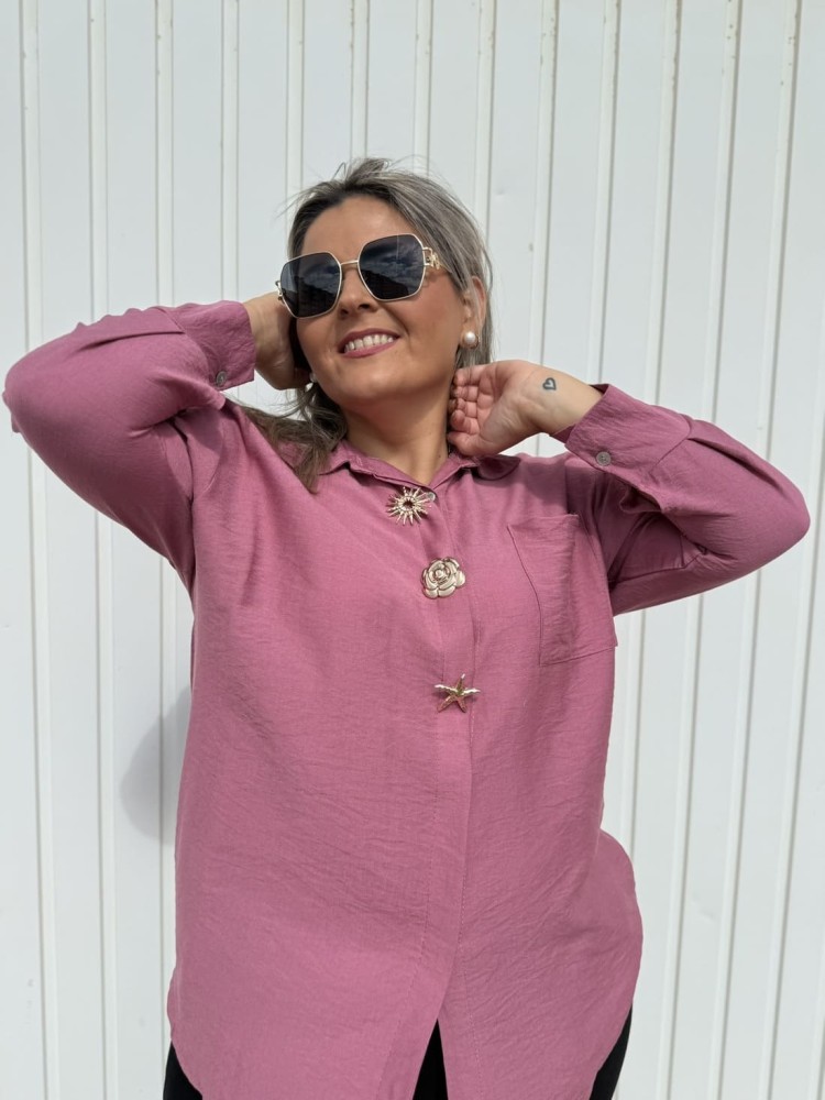 Camisa Broches Rosa