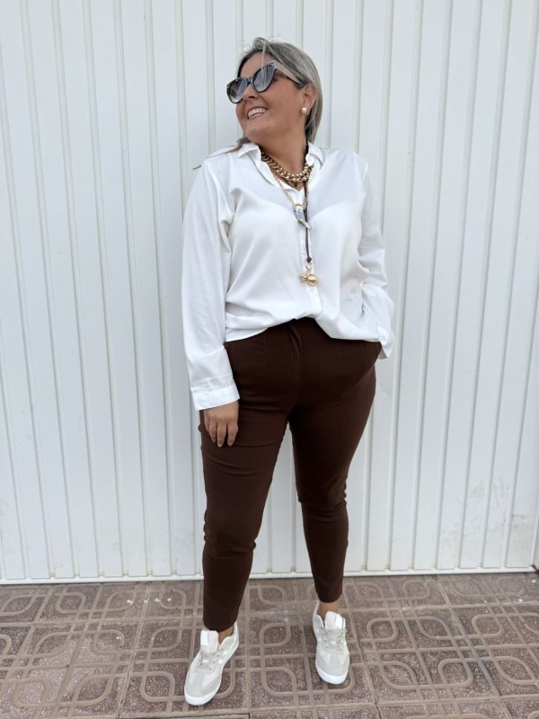 Pantalón Pinzas Elástico Choco 2