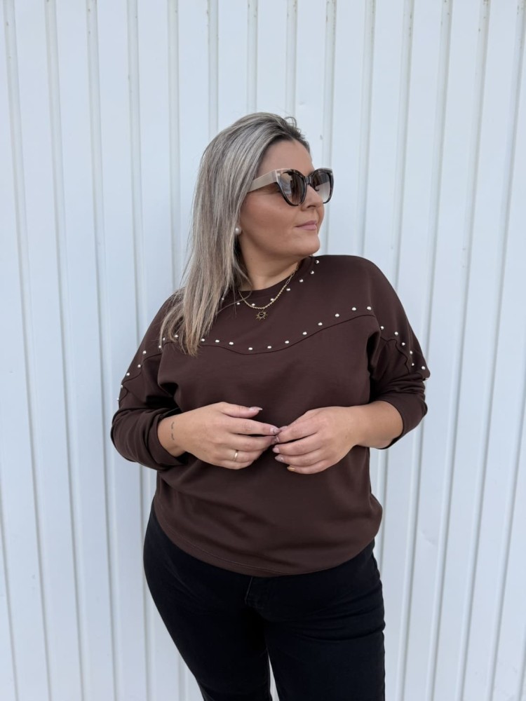 Sudadera Tachas Choco