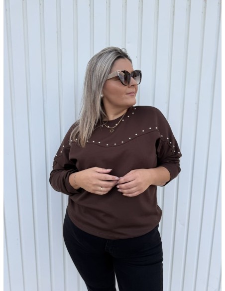 Sudadera Tachas Choco
