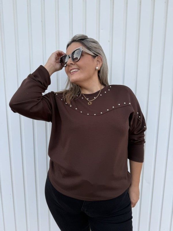 Sudadera Tachas Choco