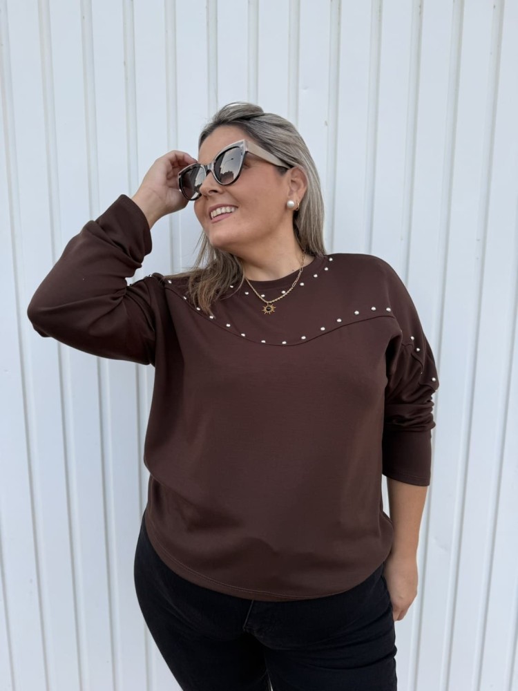 Sudadera Tachas Choco