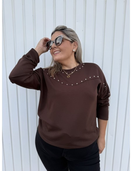 Sudadera Tachas Choco