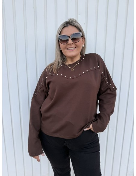 Sudadera Tachas Choco