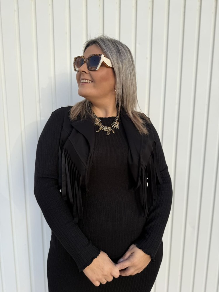 Vestido Chaleco Flecos