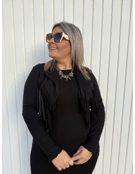 Vestido Chaleco Flecos
