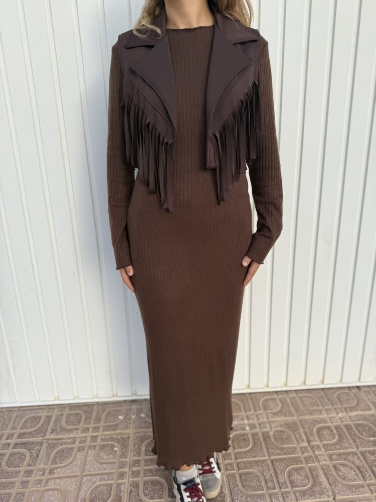 Vestido Chaleco Flecos