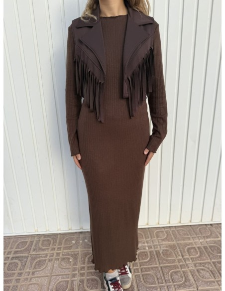 Vestido Chaleco Flecos