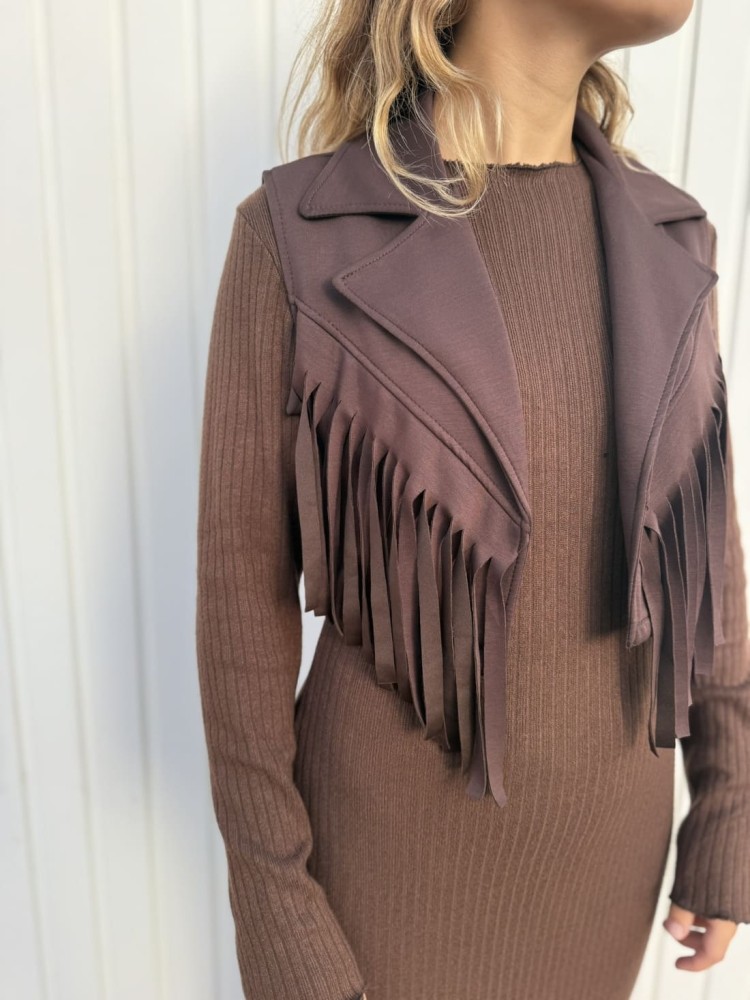Vestido Chaleco Flecos